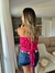 Blusa crepe enrugado 3 babados tiras frente única - loja online