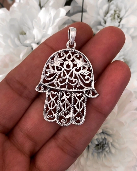 DIJE MANO DE FÁTIMA CALADA 4.5CM