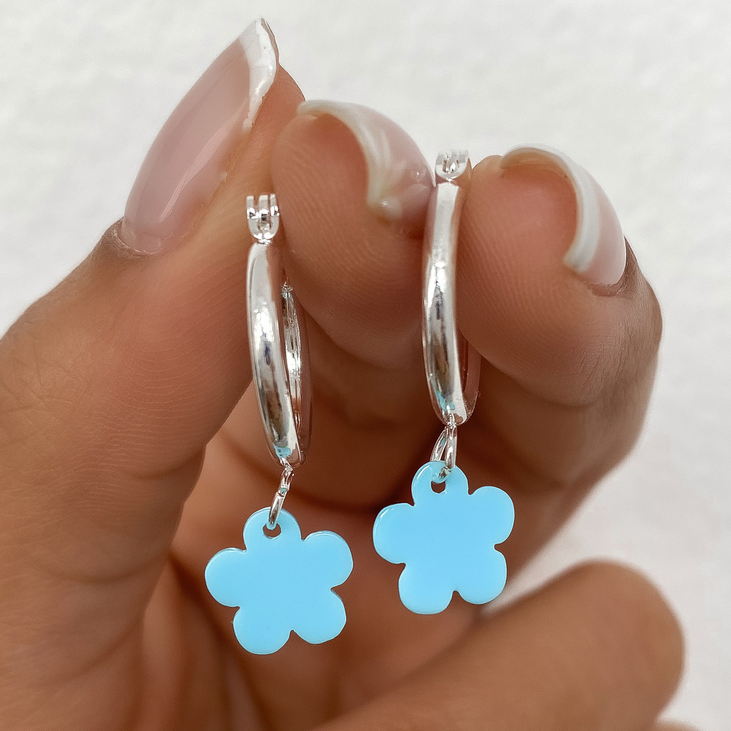 Argollas Flor Turquoise 2.8Cm thumbnail 3