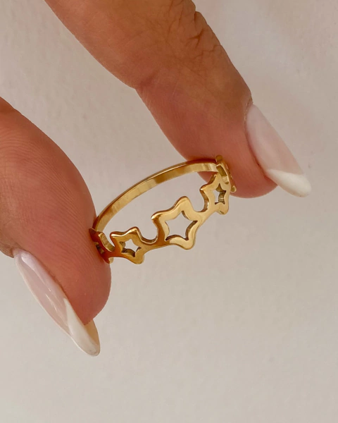 ANILLO ESTRELLAS CALADAS DORADO