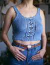 Top celeste bordado