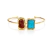 Bracelete aro resina dupla turquesa e marrom