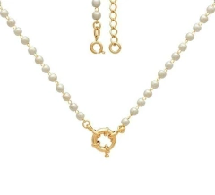 Colar afetivo Yemanjá com pingentes - dourado - 40cm + 05 cm de extensor - comprar online