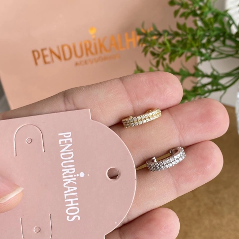 Pc 0025-1: Piercing aro duplo cravejado. Vendidos separadamente.