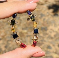 Br 0138-1: Ear cuff multicor. Banho ouro. - comprar online