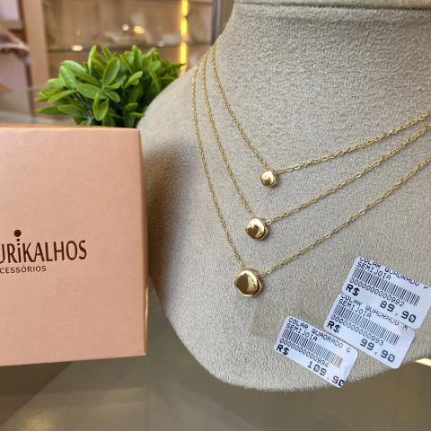 Cl 0319-1: Colar pingente quadrado. Semijoia.