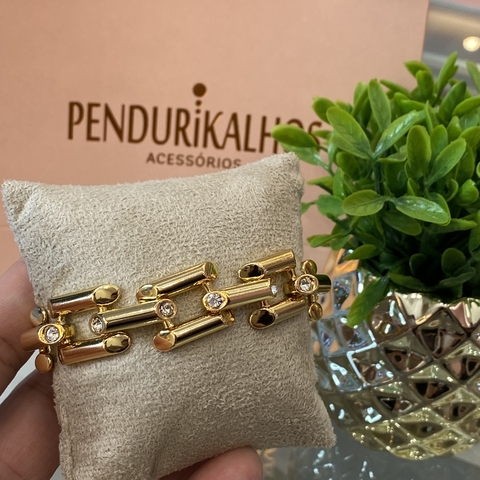 Pl 0060-1: Pulseira quadrada com pontos de luz.