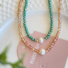 Ck 0081-1: Choker cristais leitosos e pérola. Vendidas separadamente. - comprar online