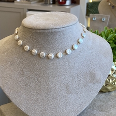 Cl 0316-1: Choker bolas peroladas. Folheado.