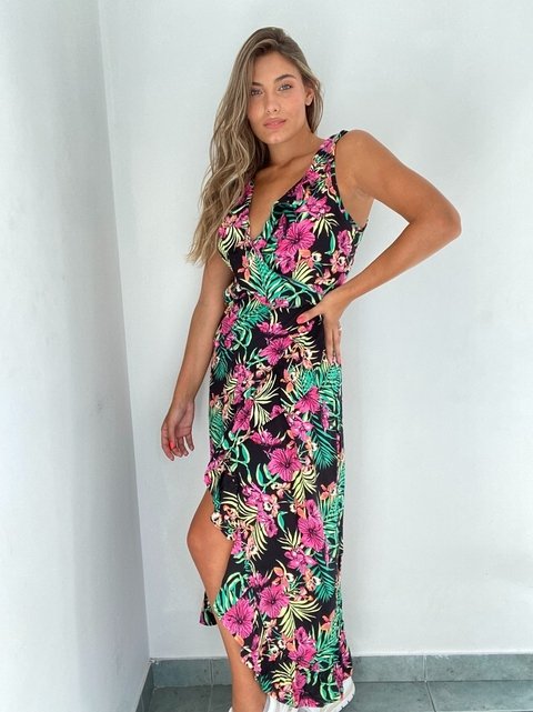 Vestido Flecos Fibrana