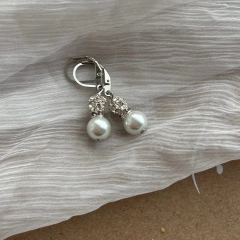 Aros de perlas 0,8 mm con strass - plateado
