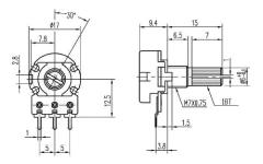 Potenciometro 10k Ohms Lineal Pote 15mm B10k WH148 Nubbeo - tienda online