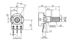 Potenciometro 1K Ohms Lineal Pote 15mm B1K WH148 Nubbeo - tienda online