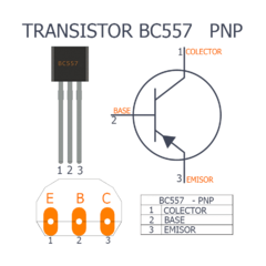Pack 5x Transistor BC557 PNP 45V 100mA To92 Arduino Nubbeo - Nubbeo