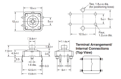 Pack 5 Boton Pulsador Tecla Tact Switch 12mm x 12mm x 7.3mm Nubbeo en internet