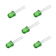 Pack 5 Leds 10mm Verde Cristal Cristalino Nubbeo