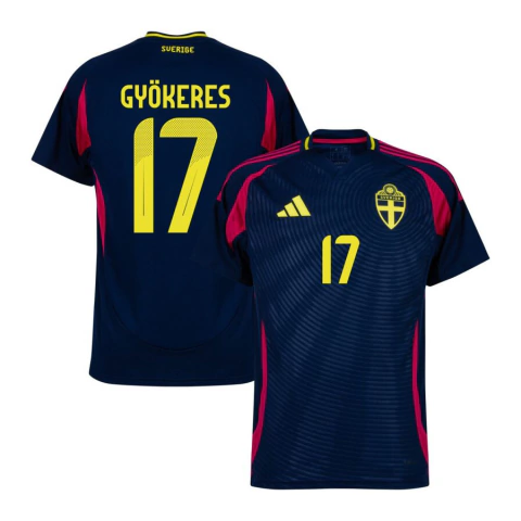Camisa Seleção Suécia Away 24/25 Gyökeres 17 Torcedor Masculina - Marinho