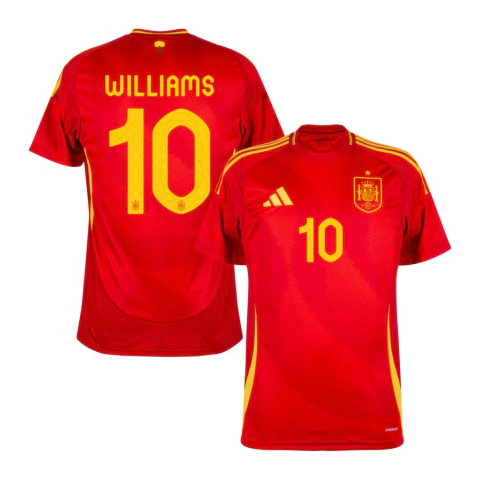 Camisa Seleção Espanha Home 24/25 Williams 10 Torcedor Masculina - Vermelho