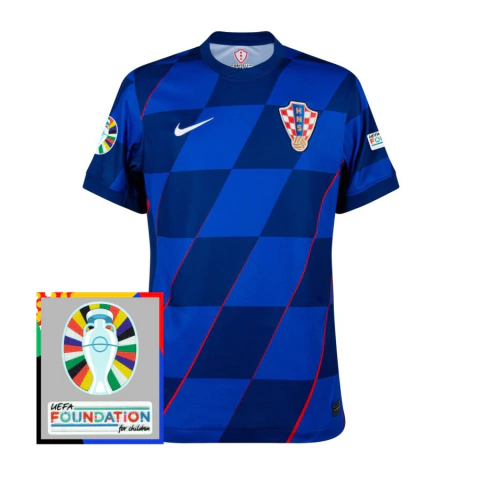 Camisa Seleção Croácia Away 24/25 Patch Euro 2024 s/nº Masculina - Azul