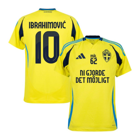 Camisa Seleção Suécia Home 24/25 Ni Gjorde De Möjligt Ibrahimović 10 Torcedor Masculina - Amarela