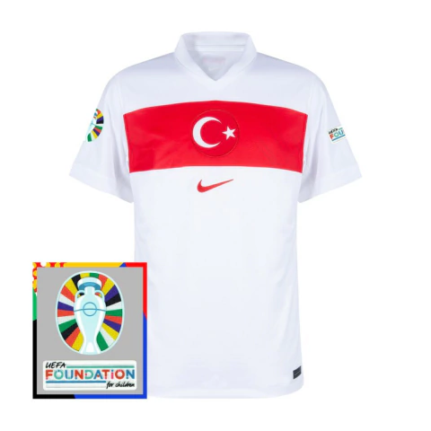 Camisa Seleção Turquia Home 24/25 Patch Euro 2024 s/nº Masculina -Branco