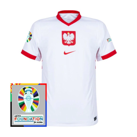 Camisa Seleção Polônia Home 24/25 Patch Euro 2024 s/nº Masculina -Branco
