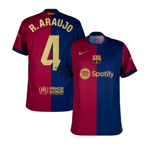 Camisa Barcelona Home 24/25 R.Araujo 4 Torcedor Masculino - Azul e Grená