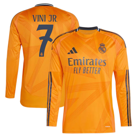 Camisa Real Madrid Away 24/25 Vini Jr. 7 Torcedor Manga Longa Masculina