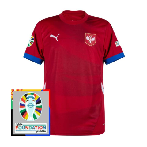Camisa Seleção Sérvia Home 24/25 Patch Euro s/nº Torcedor Masculina - Vermelho