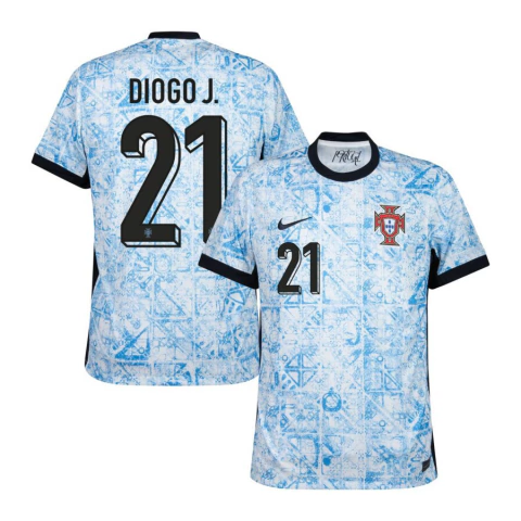 Camisa Seleção Portugal Away 24/25 Diogo J. 21 Torcedor Masculina - Azul Claro