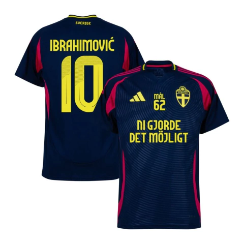 Camisa Seleção Suécia Away 24/25 Ni Gjorde De Möjligt Ibrahimović 10 Torcedor Masculina - Azul