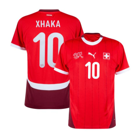 Camisa Seleção Suíça Home 24/25 Xhaka 10 Torcedor Masculino - Vermelho