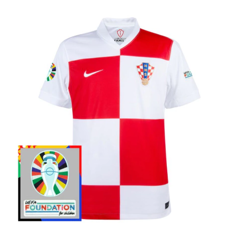 Camisa Seleção Croácia Home 24/25 Patch Euro 2024 s/nº Masculina - Branco e Vermelho