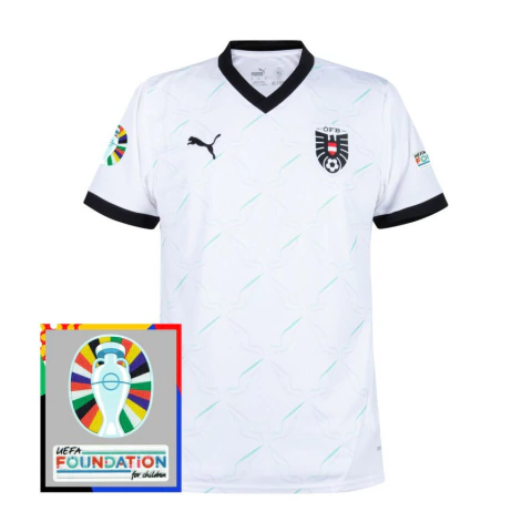 Camisa Seleção Áustria Away 24/25 Patch Euro 2024 s/nº Masculina -Branco