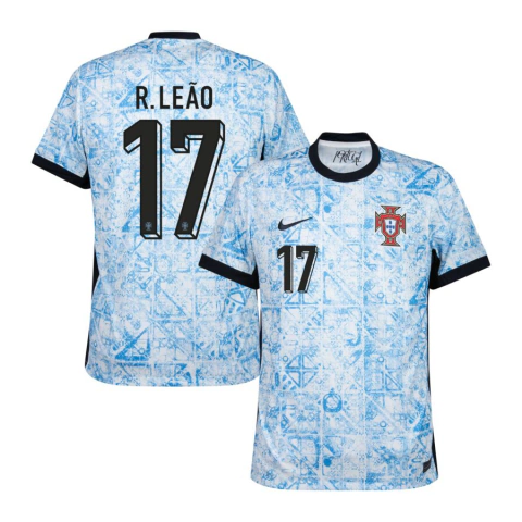 Camisa Seleção Portugal Away 24/25 R.Leão 17 Torcedor Masculina - Azul Claro