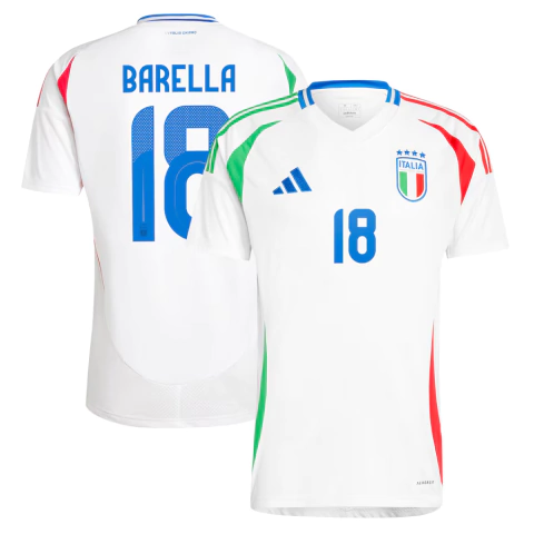 Camisa Seleção Itália Away 24/25 Barella 18 Torcedor Masculino - Branco