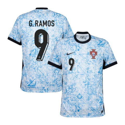 Camisa Seleção Portugal Away 24/25 G.Ramos 9 Torcedor Masculina - Azul Claro