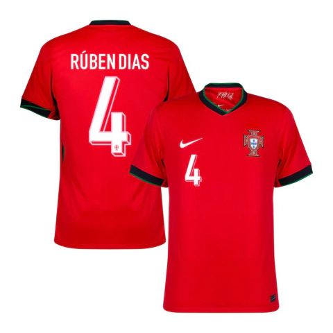 Camisa Seleção Portugal Home 24/25 Rúben Dias 4 Torcedor Masculina - Vermelho