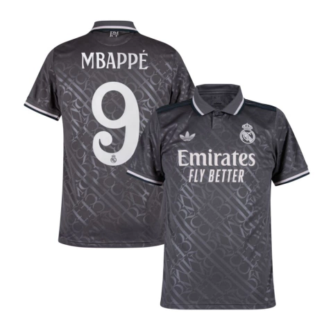 Camisa Real Madrid Third 24/25 Mbappé 9 Torcedor Masculino - Chumbo