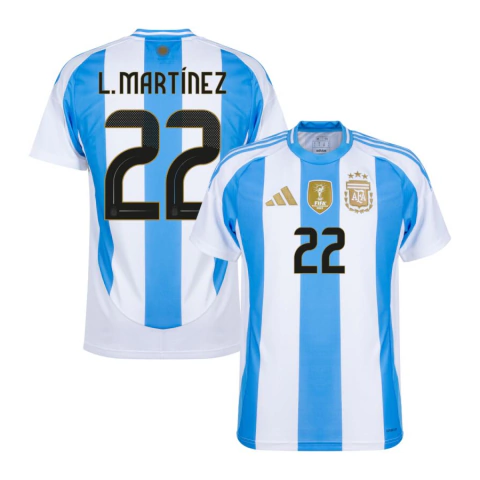 Camisa Seleção Argentina Home 24/25 L.Martínez 22 Torcedor Masculino - Branco e Azul