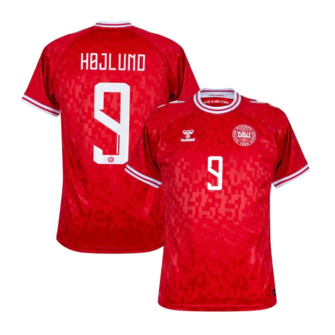 Camisa Seleção Dinamarca Home 24/25 Højlund 9 Torcedor Masculina - Vermelho
