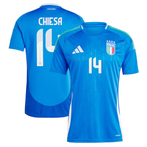 Camisa Seleção Itália Home 24/25 Chiesa 14 Torcedor Masculino - Azul