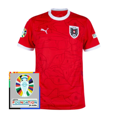 Camisa Seleção Áustria Home 24/25 Patch Euro s/nº Torcedor Masculina - Vermelho