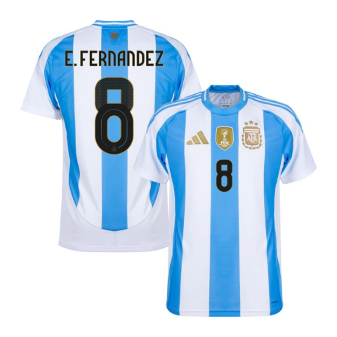 Camisa Seleção Argentina Home 24/25 E.Fernandez 8 Torcedor Masculino - Branco e Azul