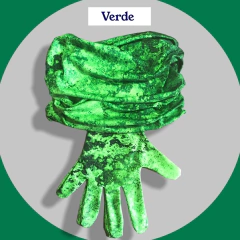 Combo cuello y guantes. Diseño Verde