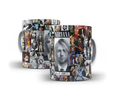 Caneca Branca de Cerâmica Nirvana Banda de Rock MOD 02