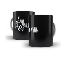 Caneca Branca de Cerâmica Nirvana Banda de Rock MOD 07