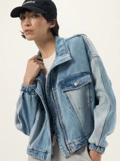 CAMPERA DENIN OVER DENIM CROP - UPHILL STORE