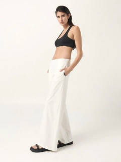 PANTALON JOGGER WIDE LEG ALGODON CON LYCRA BLANCO