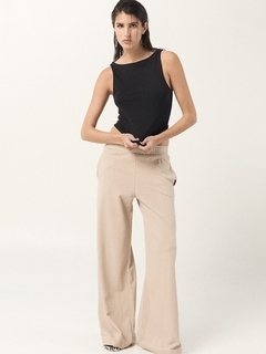 PANTALON WIDE LEG ALGODON RUSTICO BEIGE